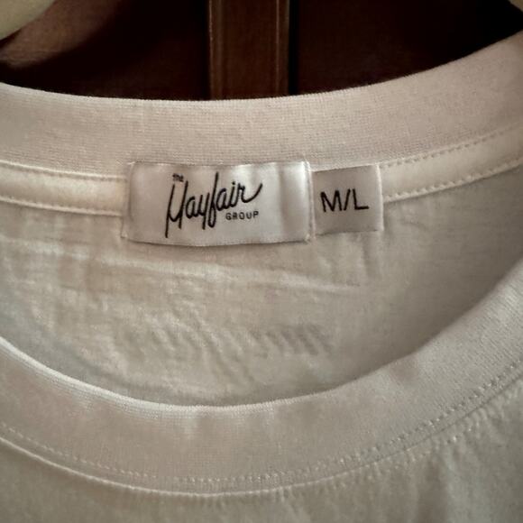 Mayfair white short sleeve T-shirt with green text on the front. M/L NWOT - Picture 5 of 7